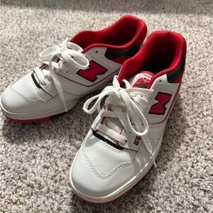 New Balance White and Red Athletic Shoes